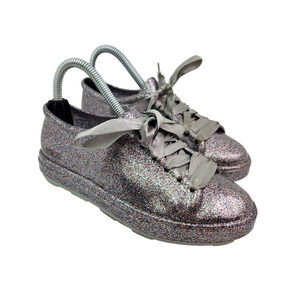 Mel Melissa Minnie Mouse Girls Size 2 Gray Glitter Ribbon Laces Sneaker Shoes